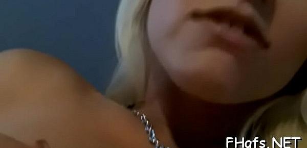  Pungent blonde Vanessa gets squeezed and teased